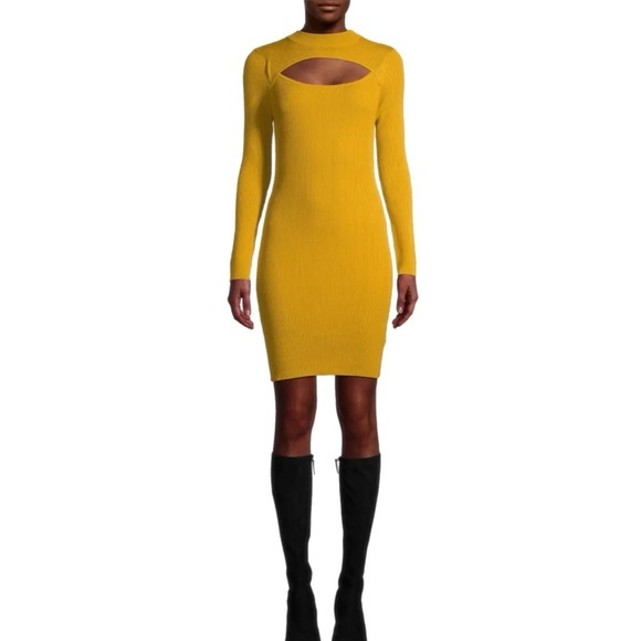 House of Harlow 1960Harvest Gold Yellow Cut-Out Dress BodyCon
